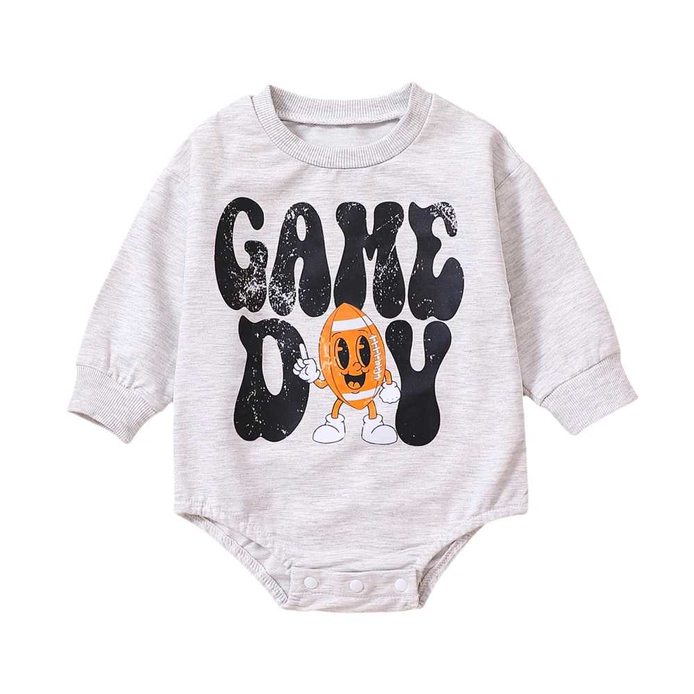 Baby Autumn Long Sleeve O Neck Letter Rugby Print Casual Romper