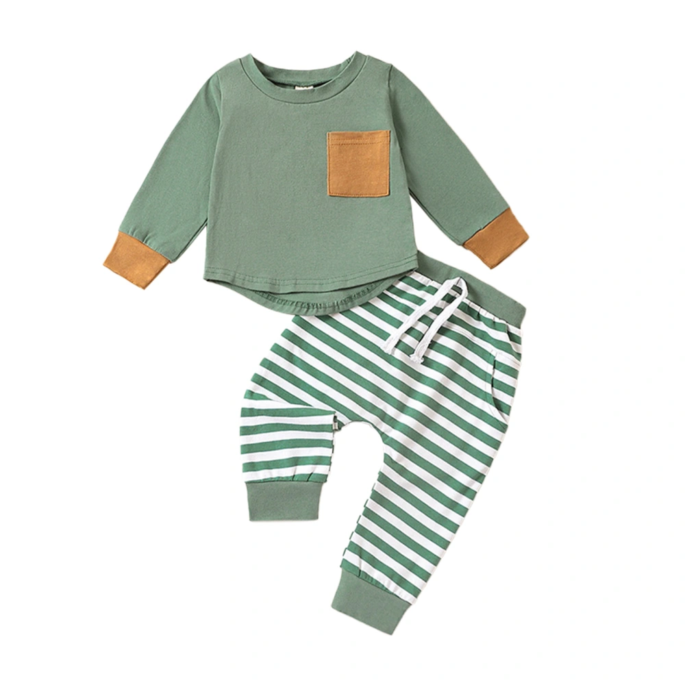 Toddler Boys Fall Outfits Contrast Color T-Shirts Stripe Long Pants