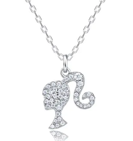 Barbie Necklace Dainty Rhinestone Pendant Necklace Princess Necklace