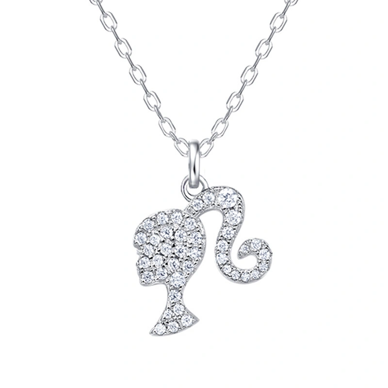 Barbie Necklace Dainty Rhinestone Pendant Necklace Princess Necklace
