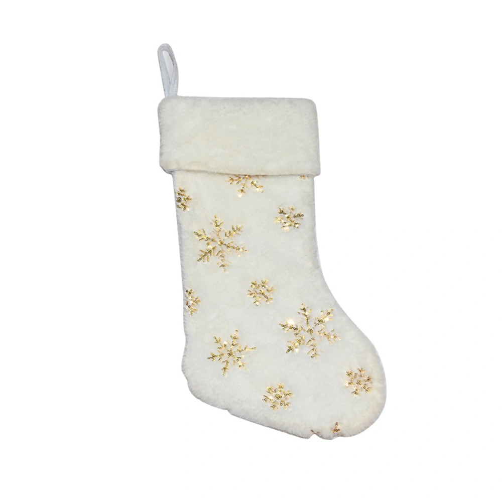 Christmas Stockings, Plush Hanging Stockings with Sequin Snowflakes