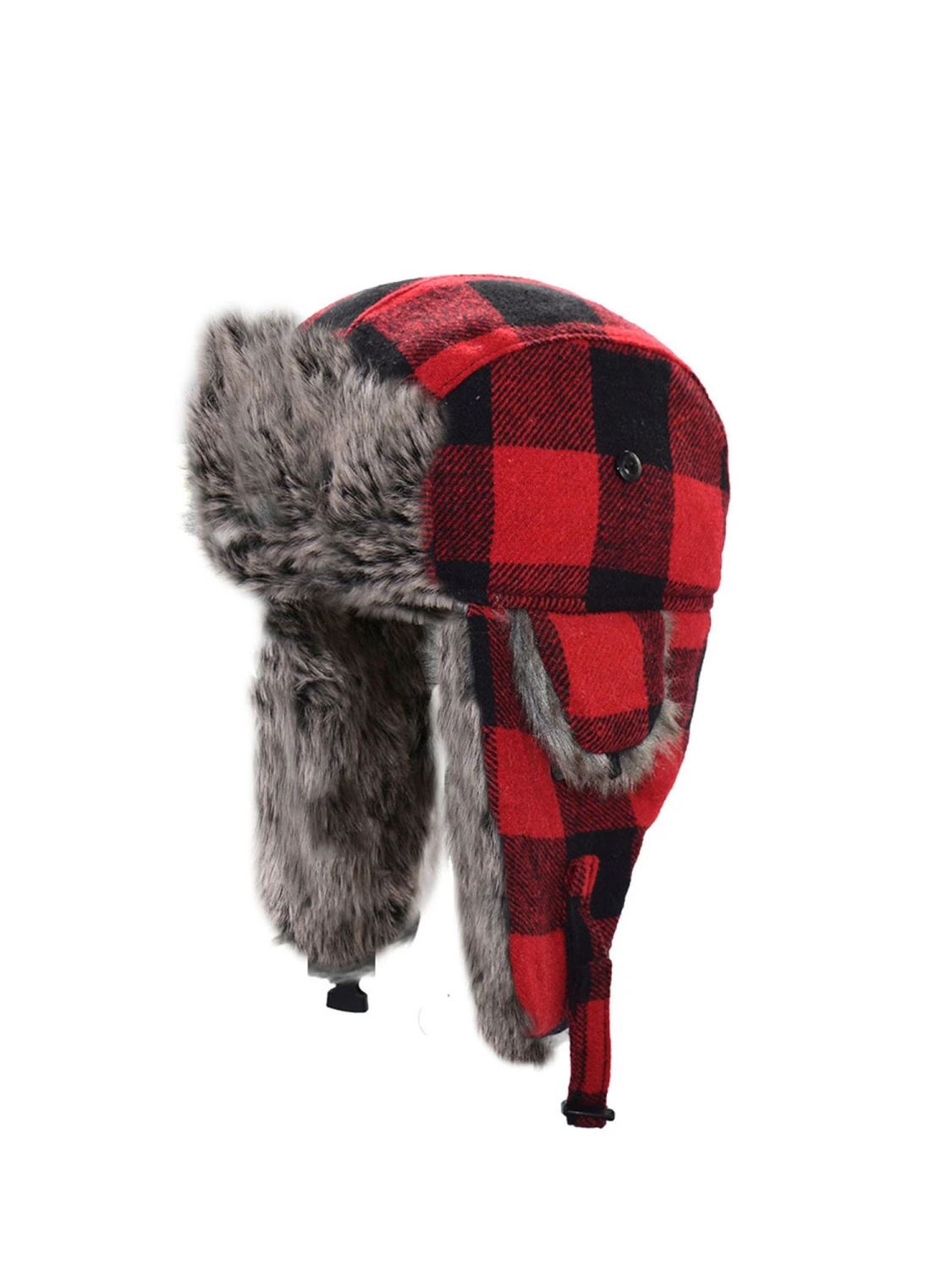 Adults Woolen Hat, Plaid Thickened Earmuffs Hat Winter Cap Beanie