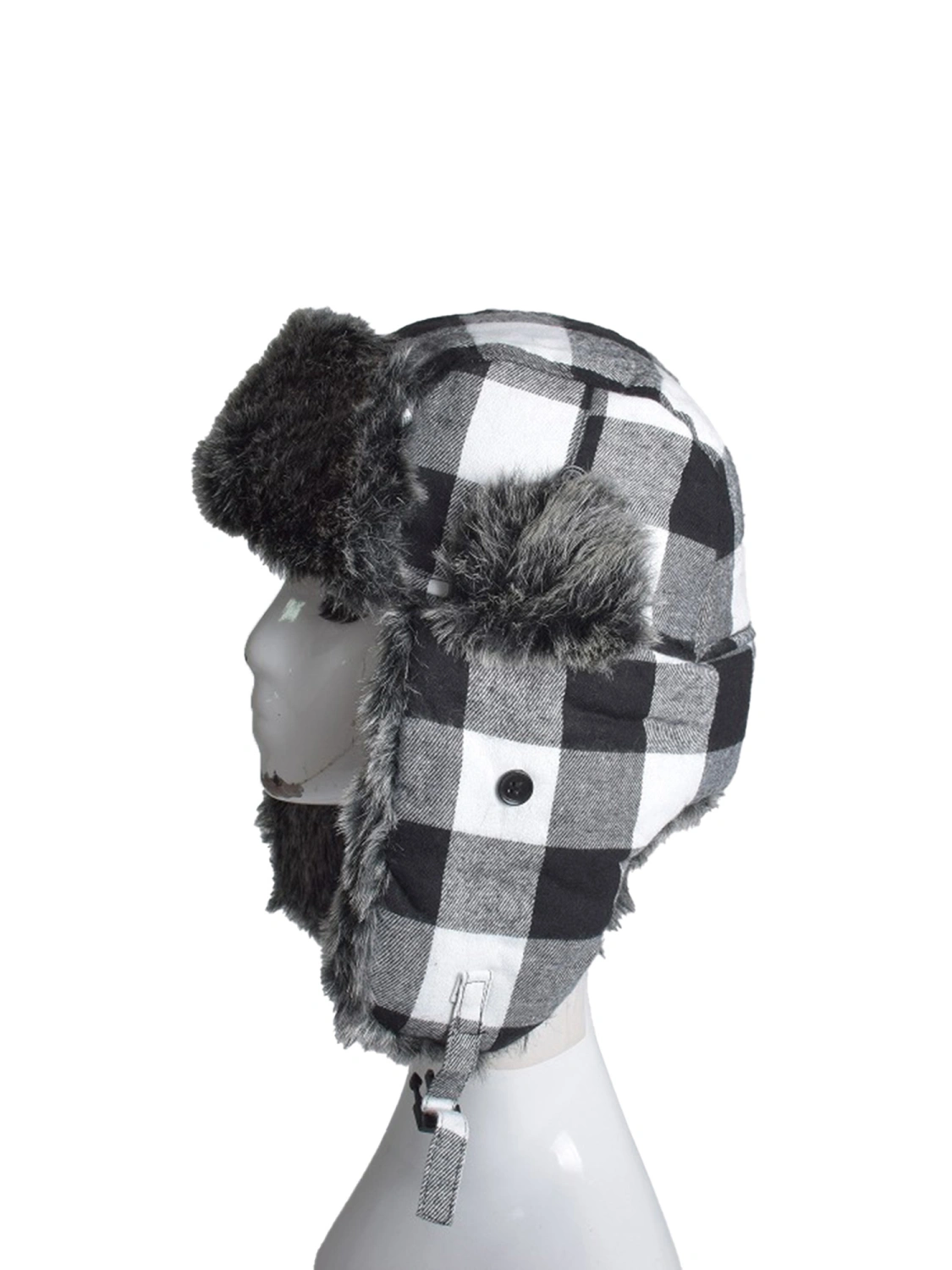 Adults Woolen Hat, Plaid Thickened Earmuffs Hat Winter Cap Beanie