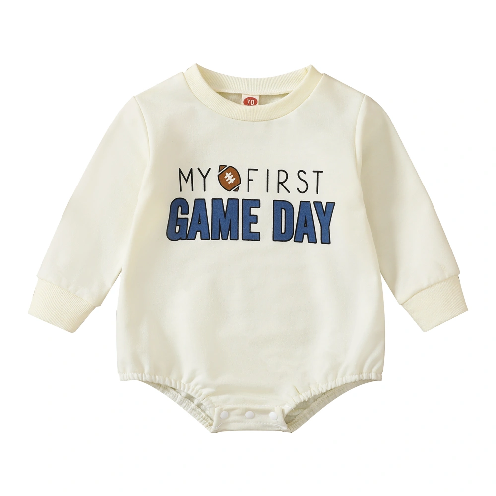 Baby Girl Boy Romper Long Sleeve Round Neck Letters Print Jumpsuit 