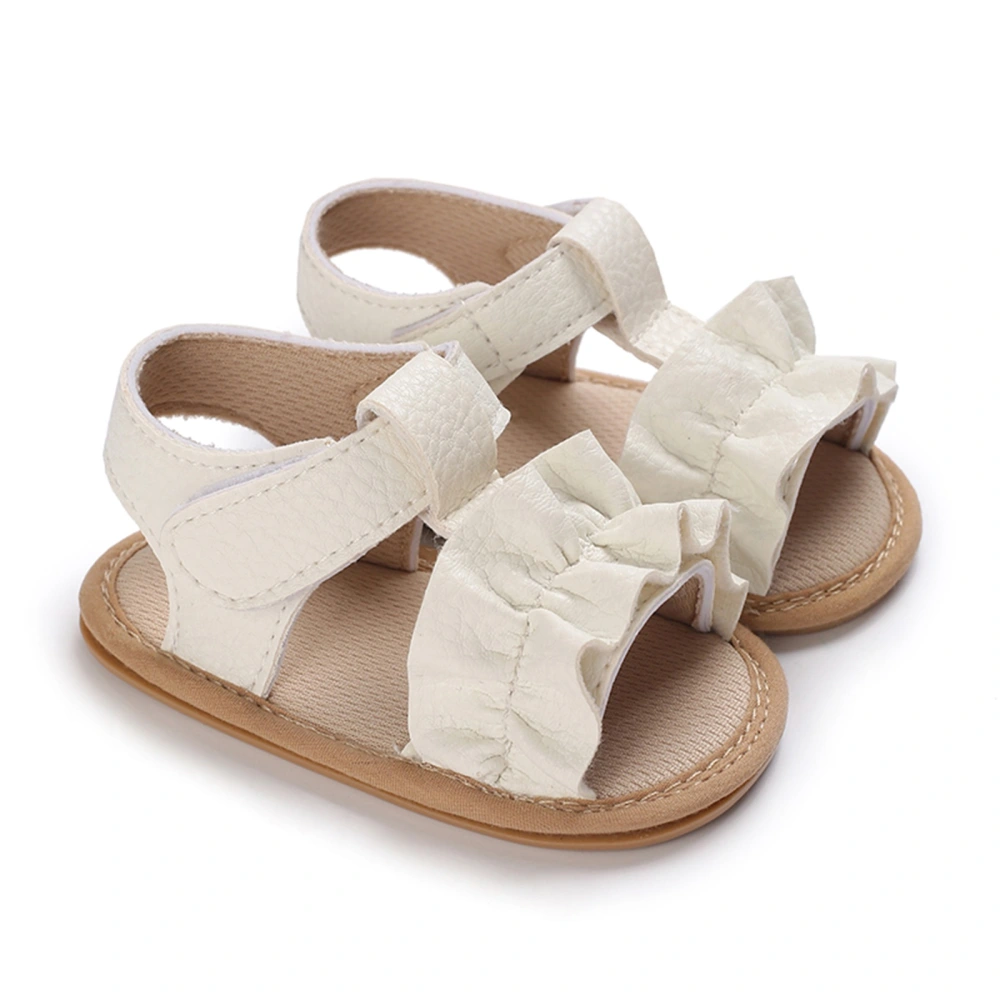 Baby Girl Sandals, PU Leather Non-slip Pleated Summer Flat Shoes