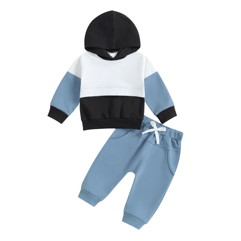 Toddler Boys Long Sleeve Patchwork Hoodie Drawstring Pants Sets