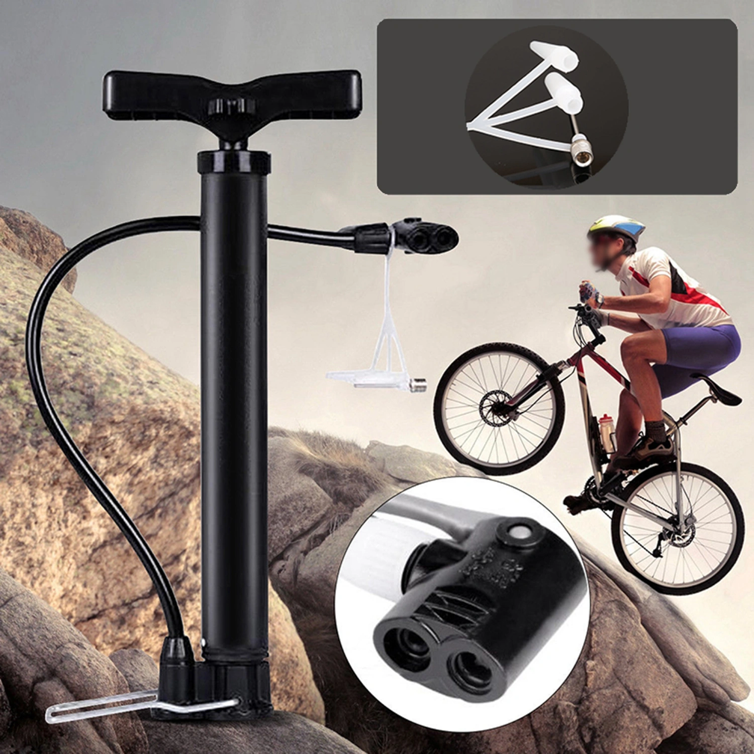 Bicycle Pump, Portable High-Pressure Tire Inflator Pump Universal Air Pump