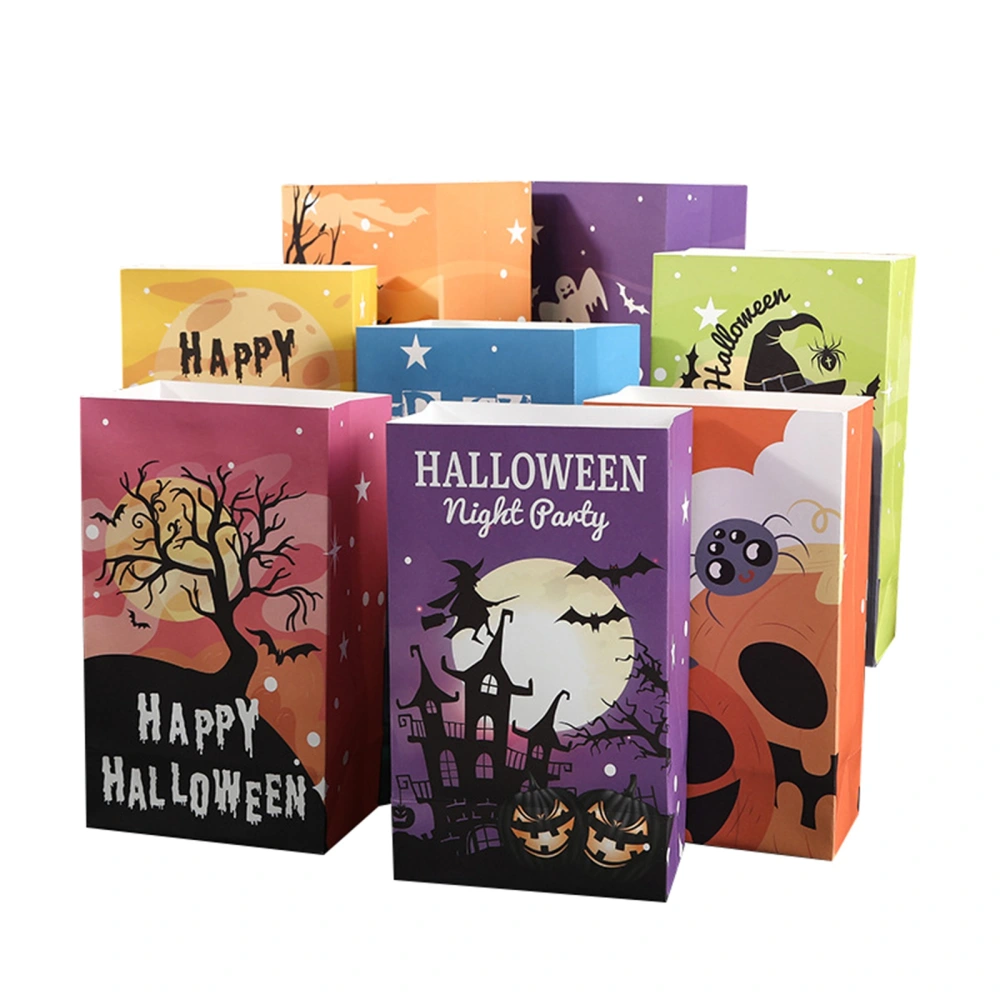 Halloween Gift Bag, Castle Pumpkin Print Cardboard Treat Bags