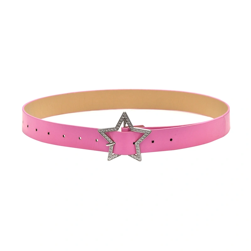 Women's Sparkling PU Leather Belt Star Rhinestone Barbie Waist Belt