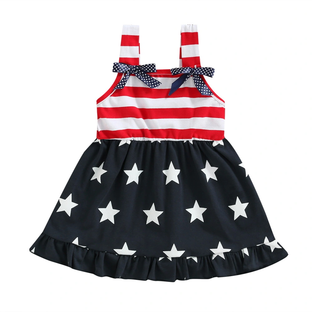 Girl's Dress, Independence Day Star Stripe Print Sleeveless Dress