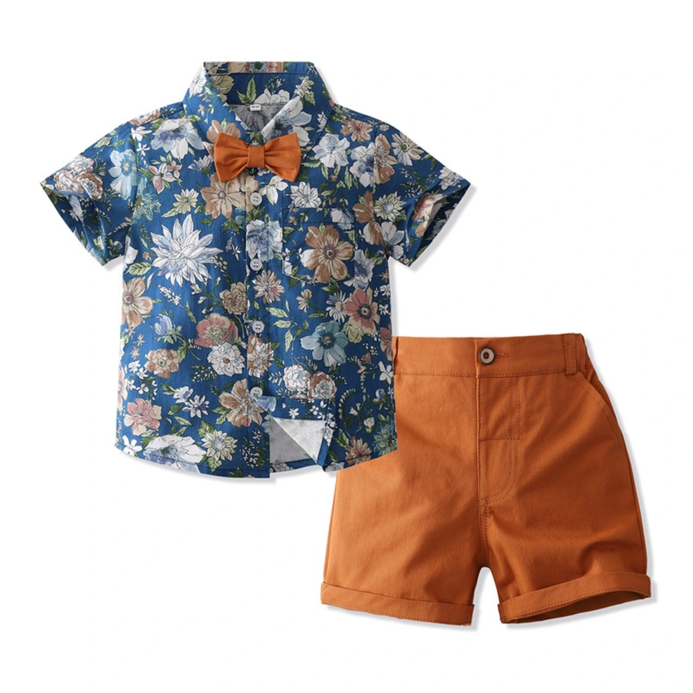 Kids Boys Summer Clothes Flower/Leaves Print Shirts Tops Shorts Suit