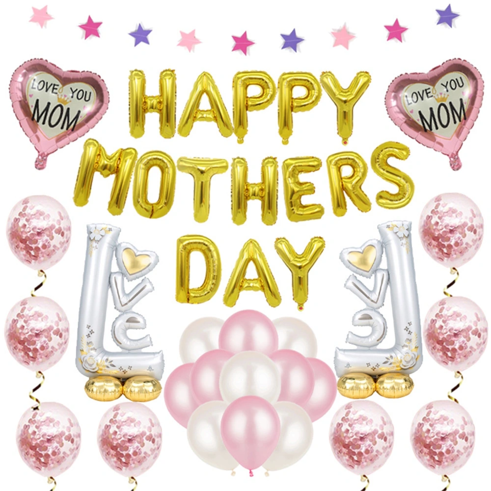 Mother's Day Balloons Set, Oval Letter Shaped Balloons Decorative Tool