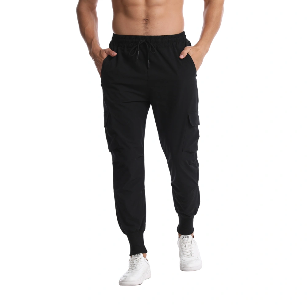 Men’s Casual Pants, Plain/Camouflage Drawstring Cargo Long Trousers