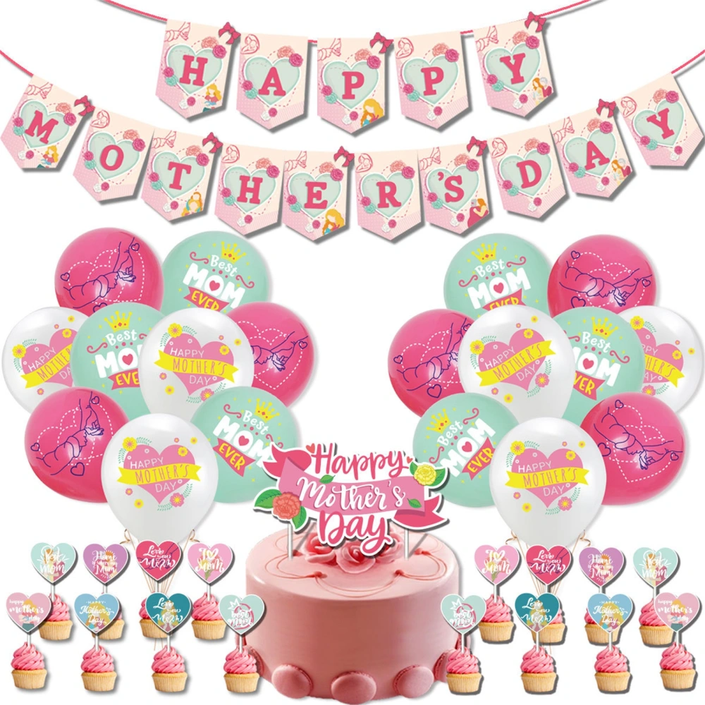 Mother's Day Themed Party Decorations, Flag Balloon Card Ribbon Kit