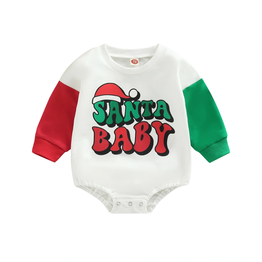 Baby Christmas Romper, Long Sleeve Hat/Star Letter Print Bodysuit