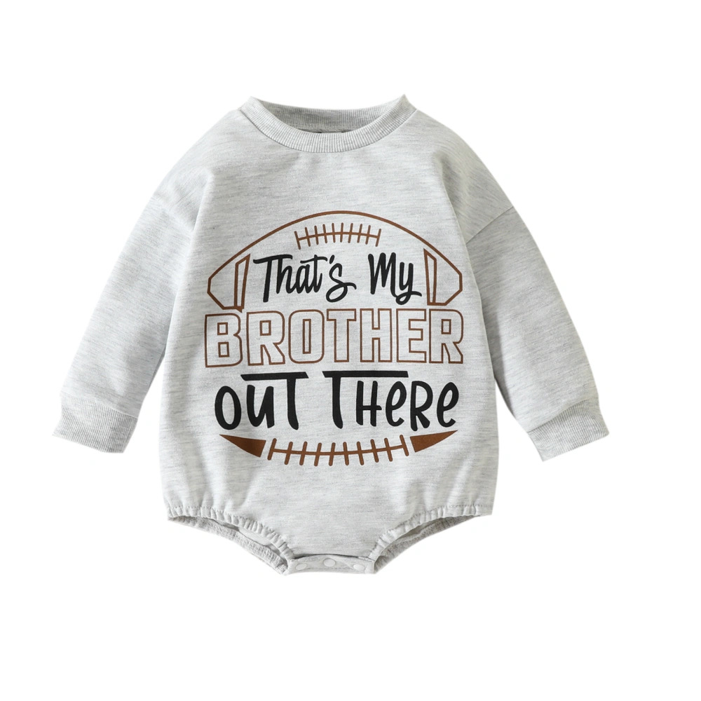 Infant Baby Rugby Letter Print Long Sleeve Round Neck Romper