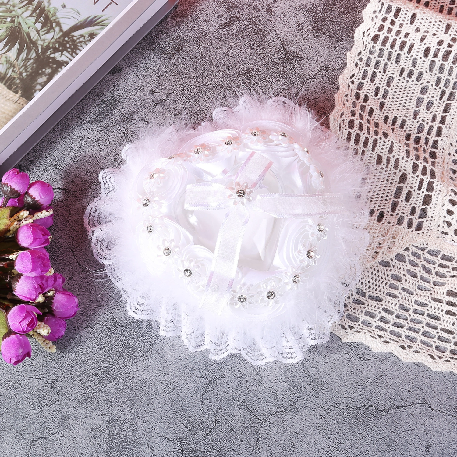 Wedding Ring Box, Heart-Shaped Double Slots Wedding Rings Holders