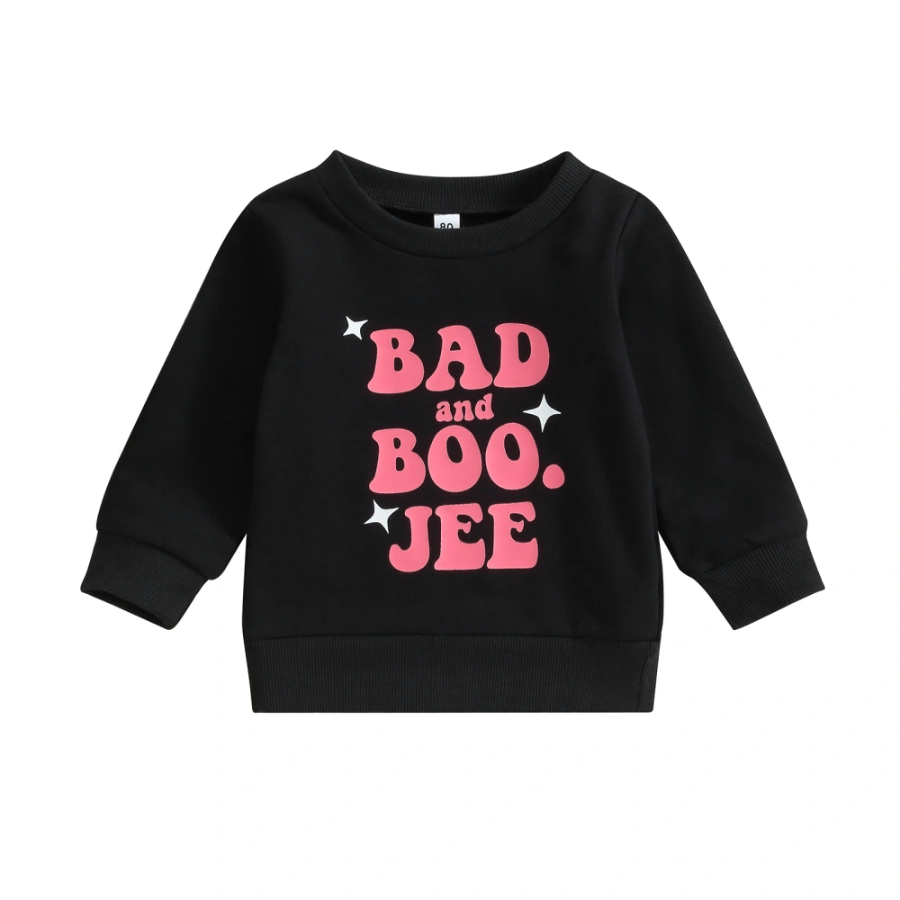 Baby Girl Sweatshirt Halloween Letter Print Long Sleeve Pullovers 