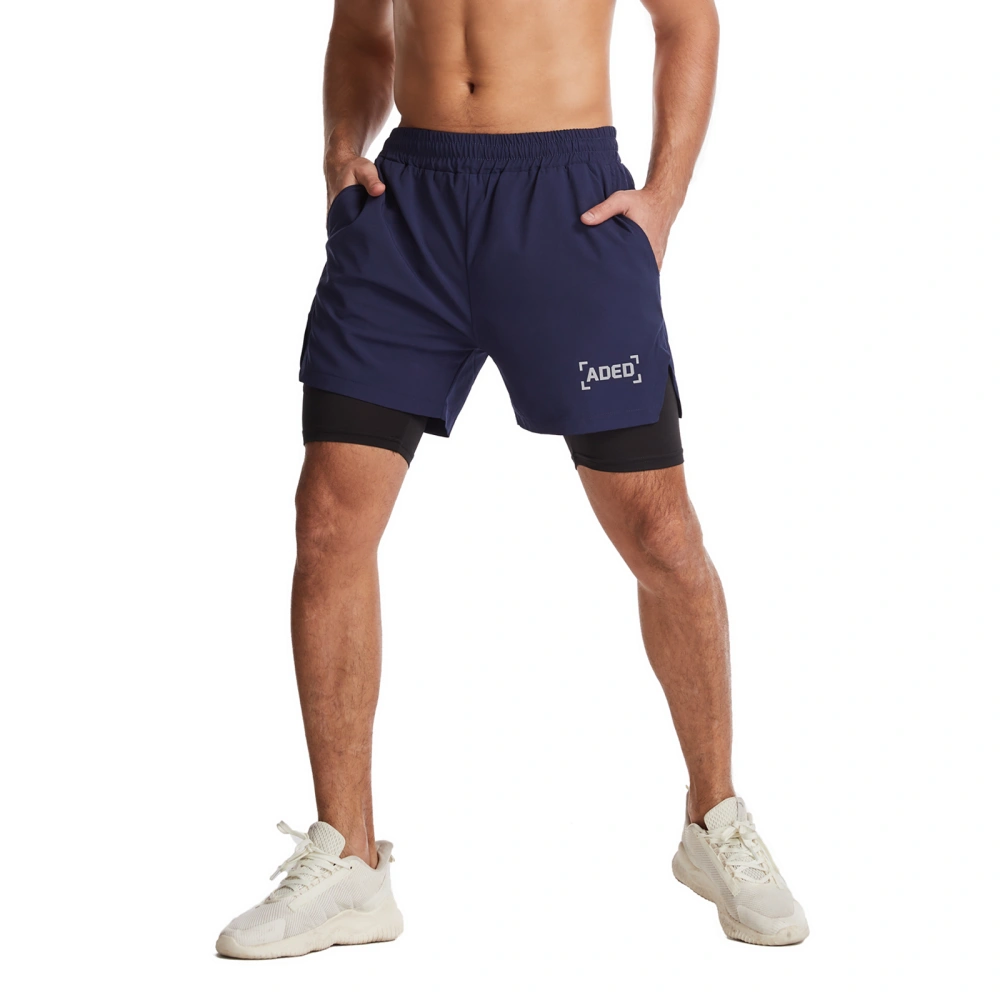 Men Sweatpants with Inner Layer, Elastic Waist Drawstring Shorts