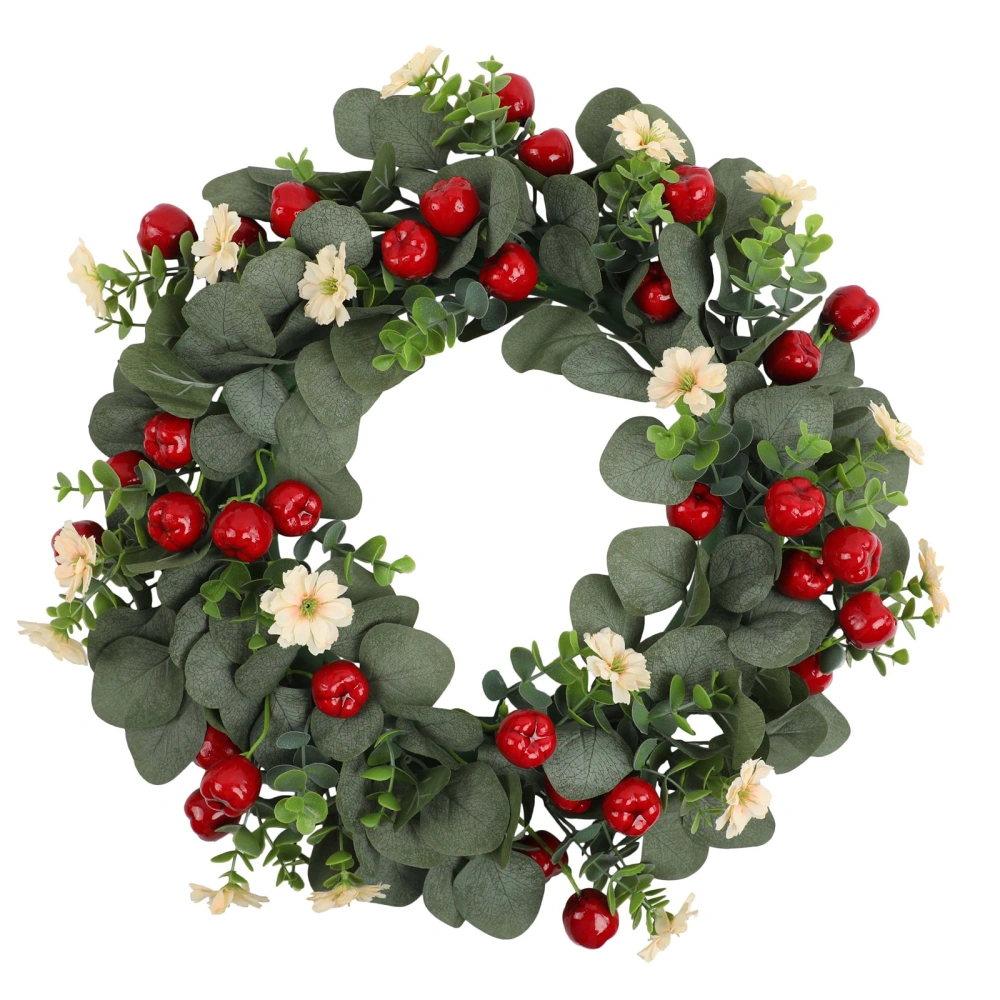 Eucalyptus Wreath, Artificial Green Leaves Wreath with Red Berries