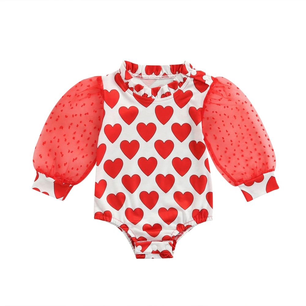 Baby Girl's Jumpsuit Long Sleeves Heart-shaped Pattern Romper 