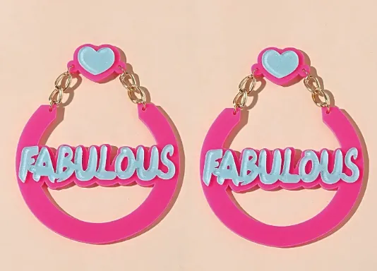 Women Barbie Letter Earrings, Exquisite Heart Dangle Earrings Jewelry Gift