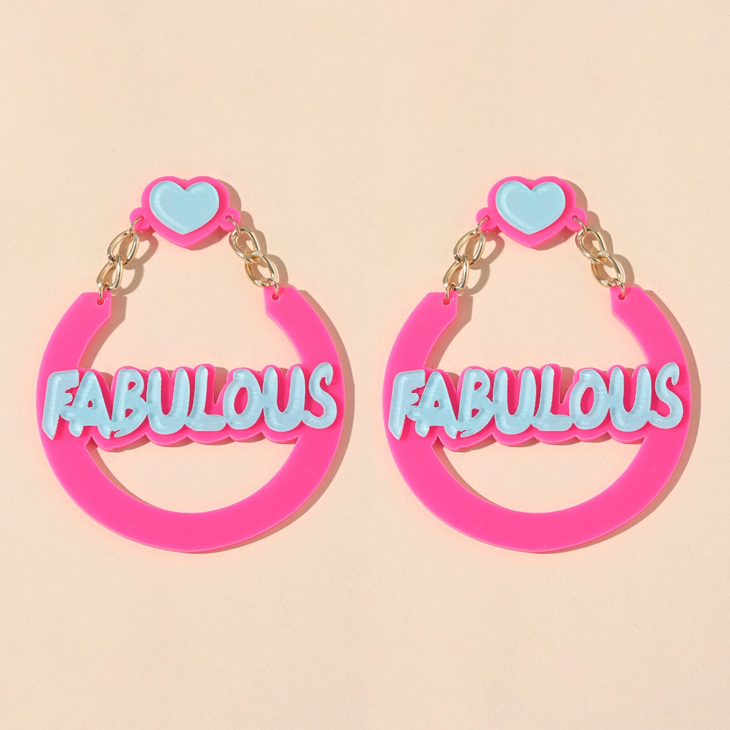 Women Barbie Letter Earrings, Exquisite Heart Dangle Earrings Jewelry Gift