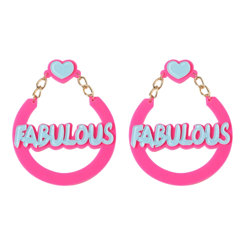 Women Barbie Letter Earrings, Exquisite Heart Dangle Earrings Jewelry Gift