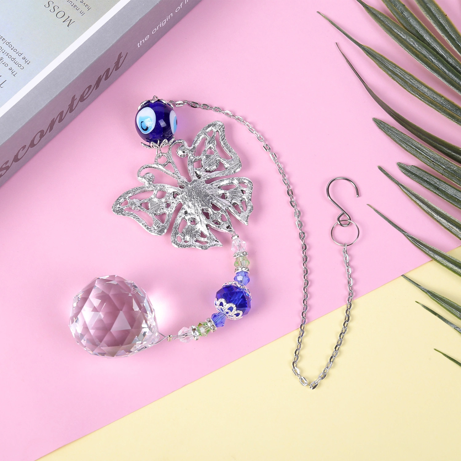 Eye Crystal Wind Chime with Metal Hook, Garden Hanging Ornament