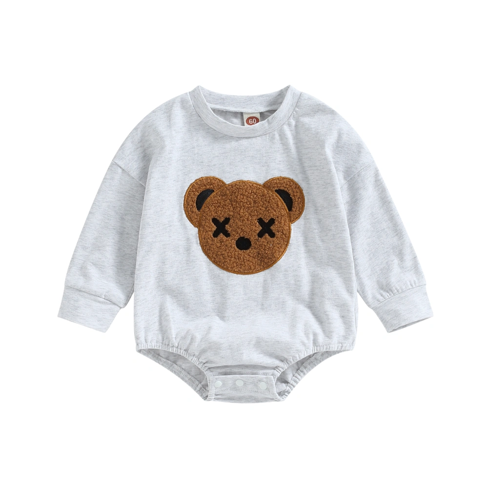 Baby Sweatshirt Rompers Bear Embroidery Toddler Long Sleeve Jumpsuit 