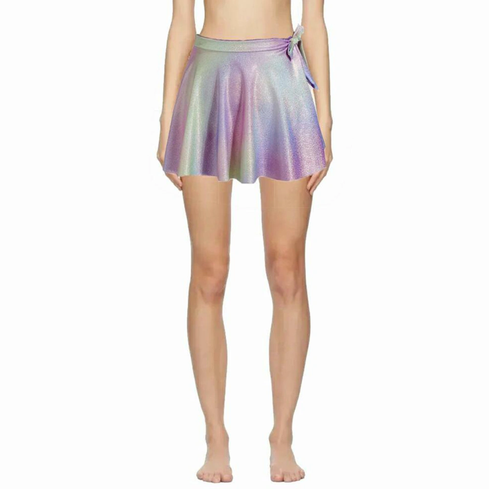 Women's Elastic Waist Skirt, Colorful/Plain Ruched Mini Club Skirt