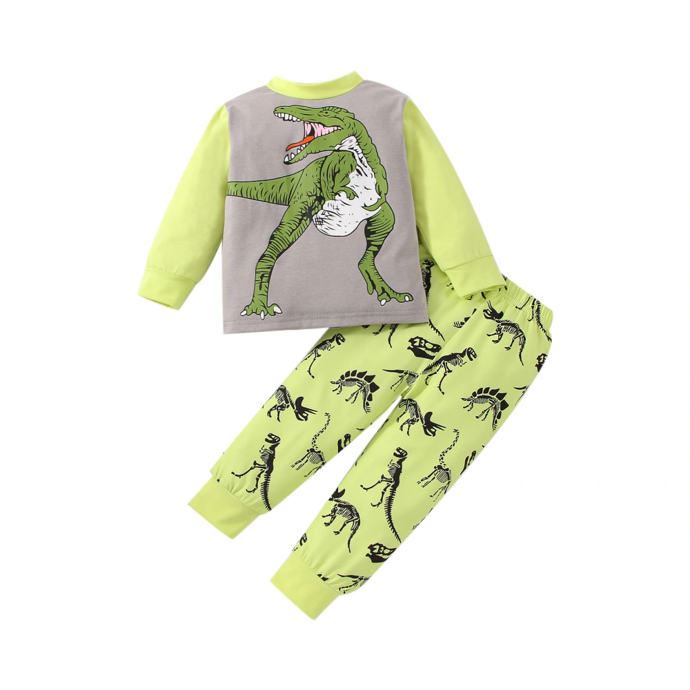 Baby Boys 2Pcs Fall Outfits, Long Sleeve Dinosaur Tops and Pants Set