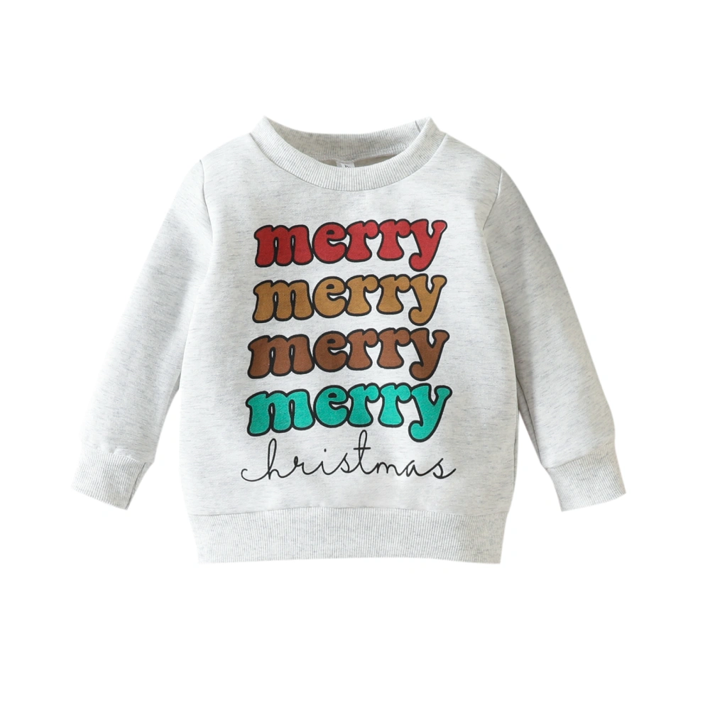 Christmas Baby Sweatshirt Letter Print Long Sleeve Pullover T-shirt