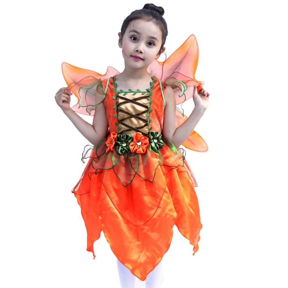 Girl’s Cosplay Costume, Fly Sleeve Fairy Dress with Butterfly Wings