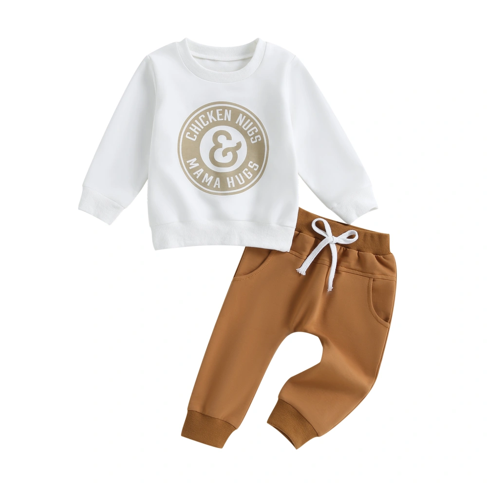 Toddler Boys Long Sleeve Letter Print Tops Drawstring Pants Sets