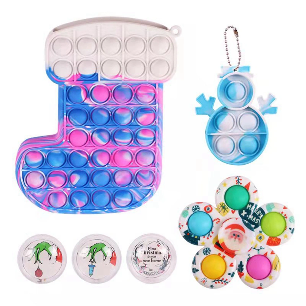 6Pcs Fidget Toys Packs with Bubble Stockings Keychain Spinner Toy