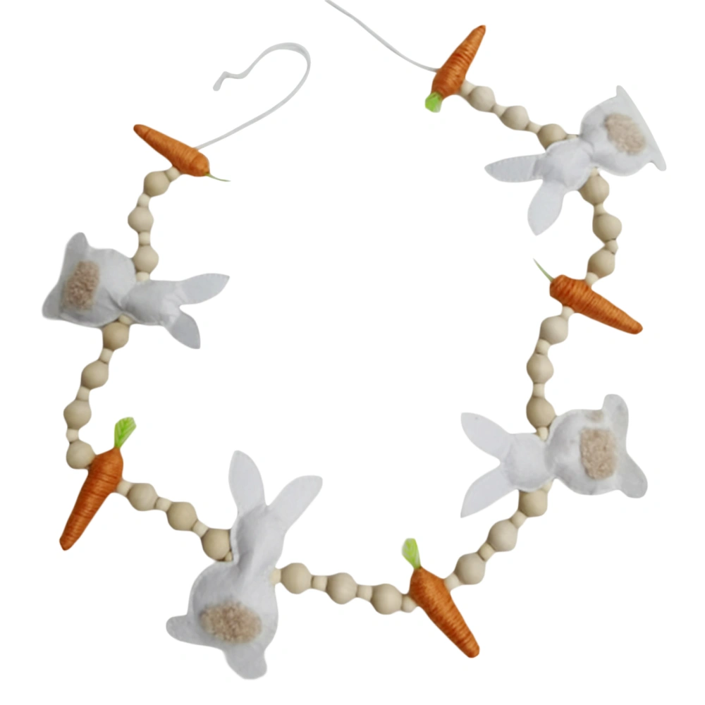 Easter Rabbit Carrot Garlands, Wooden Beads Rabbit Hanging Banners