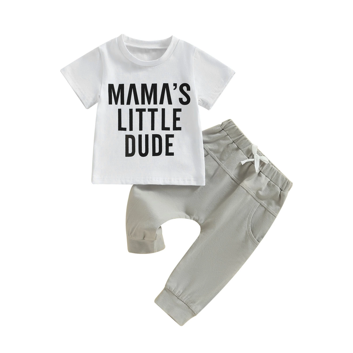 Baby Boys Summer 2-Piece Outfit Letter Print T-Shirt and Pants Set