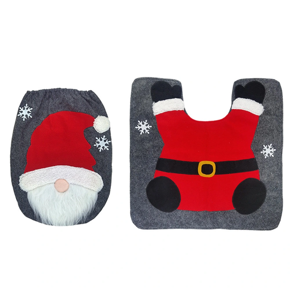 Home Toilet Cover Mat Christmas Cartoon Floor Seat Carpet Decoration 