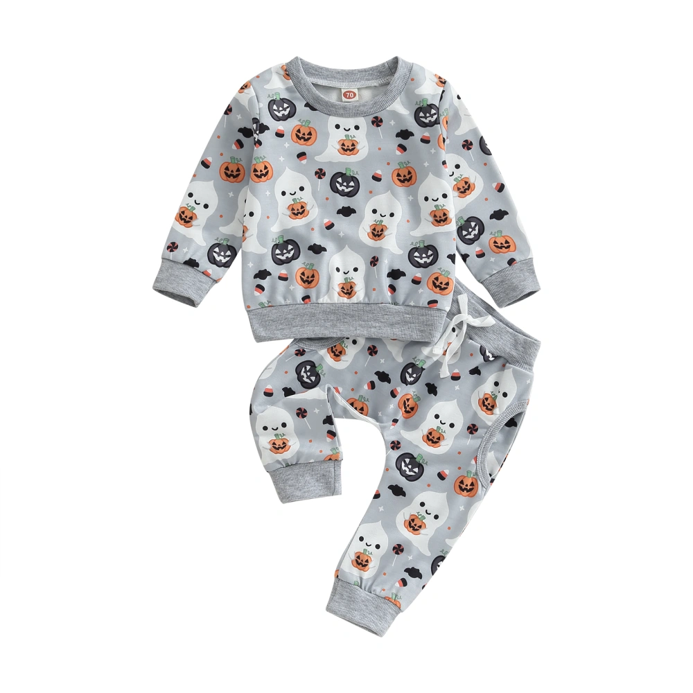 Toddler Baby Halloween Clothes Ghost Pumpkin Sweatshirt and Pants