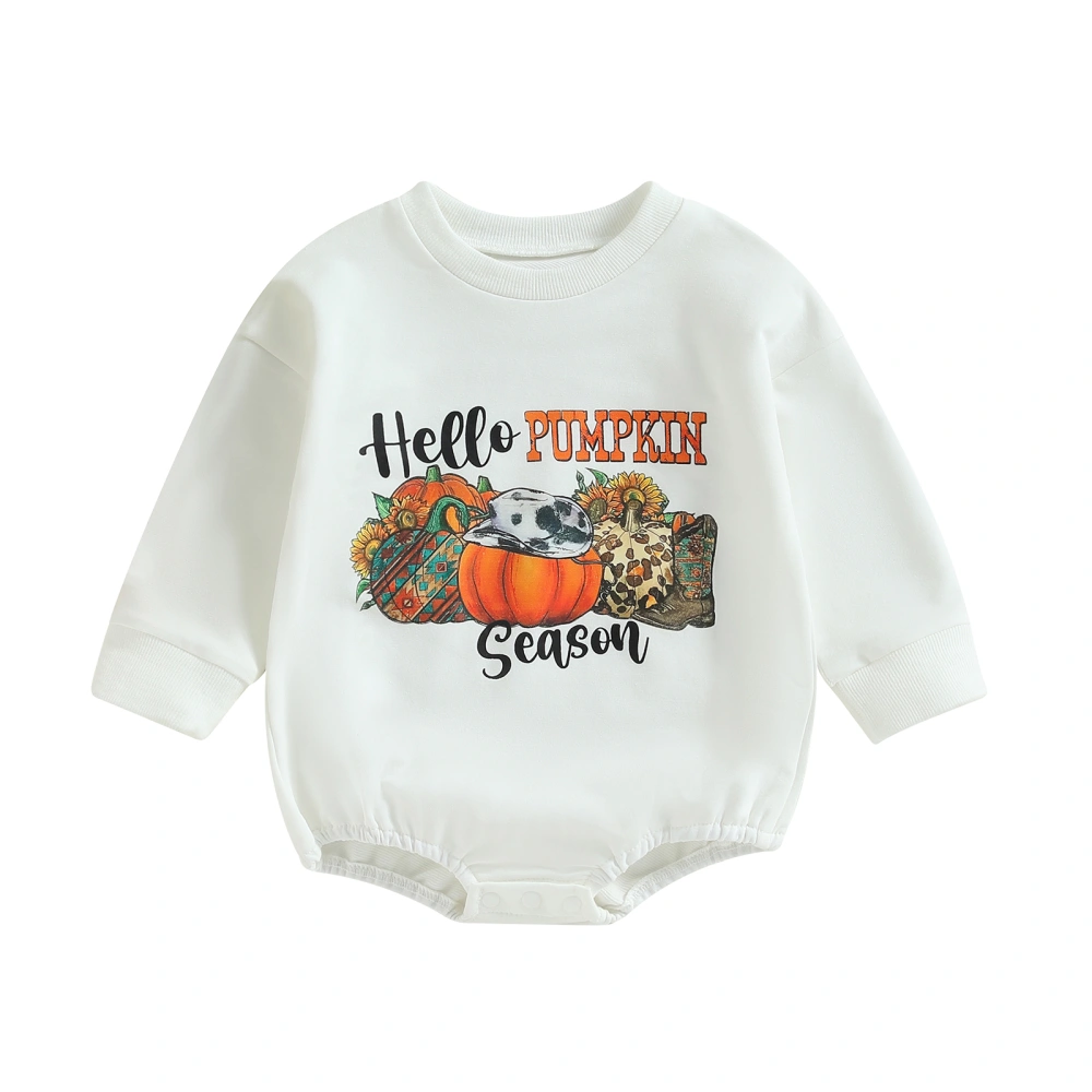 Baby Halloween Clothes Pumpkin Letter Print Toddler Sweatshirt Rompers