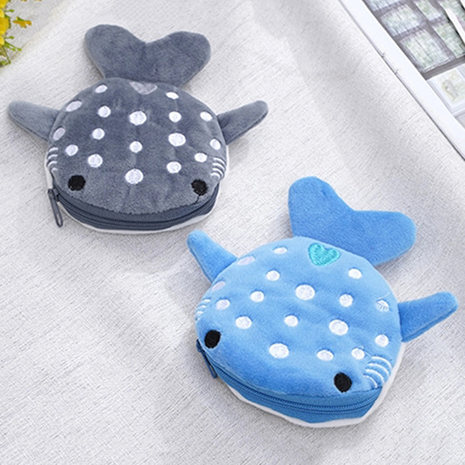 Kids Plush Shark Coin Purse, Animal Wallet Coin Pouch with Zipper