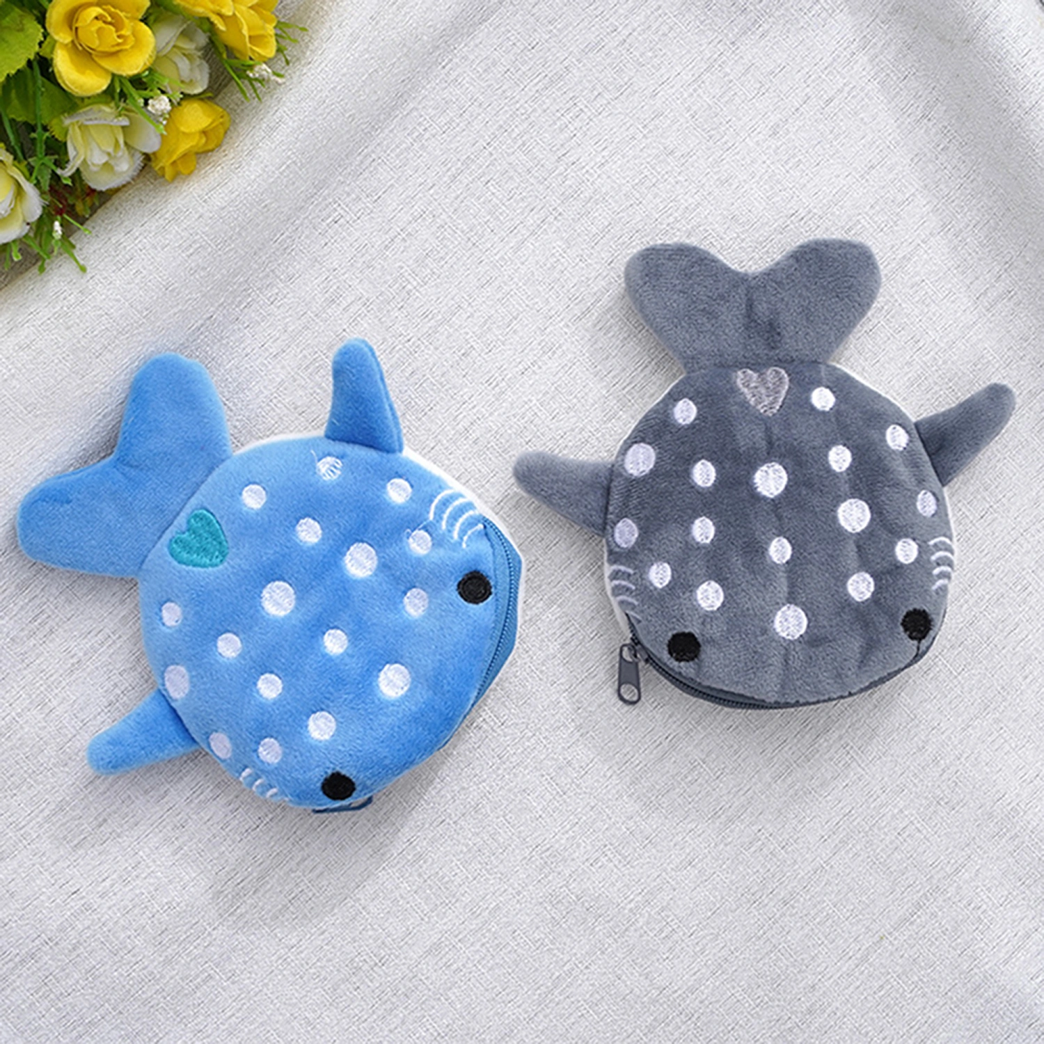 Kids Plush Shark Coin Purse, Animal Wallet Coin Pouch with Zipper