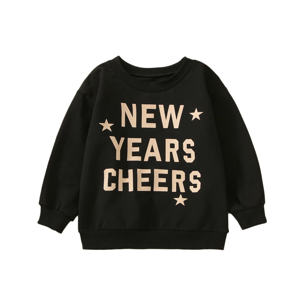 Kids Girls Boys Sweatshirts New Year Letter Print Casual Hoodies