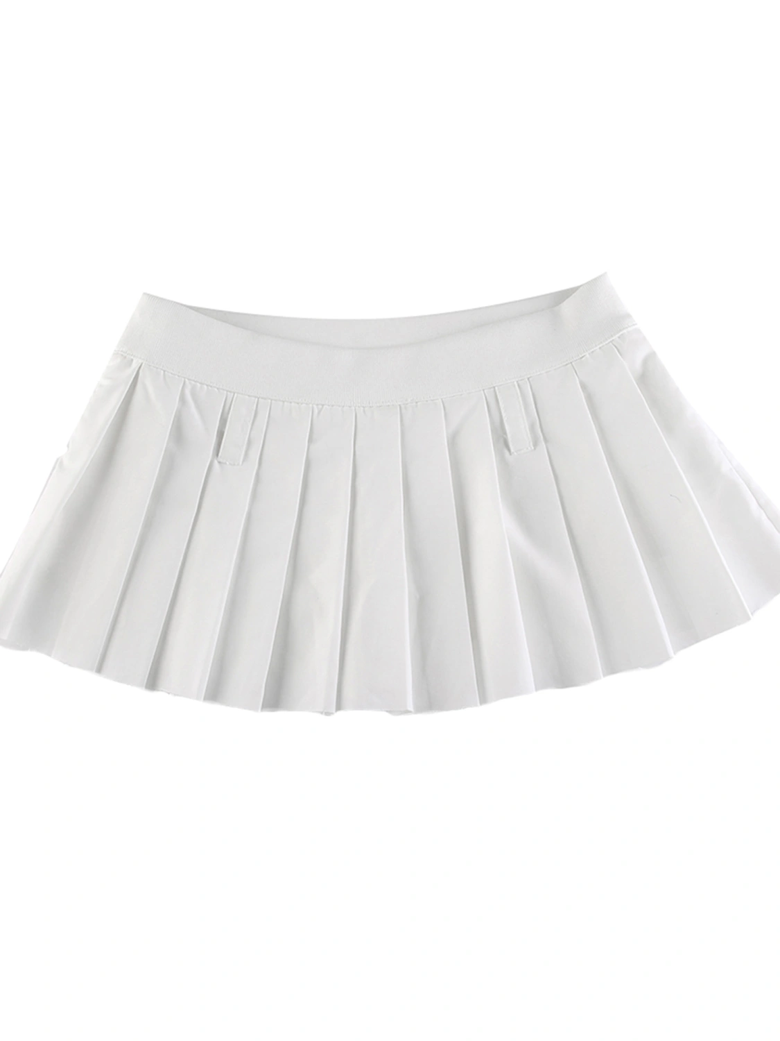 Women Mini Pleated Skirt, Low Waist Solid Color Skirt with Belt