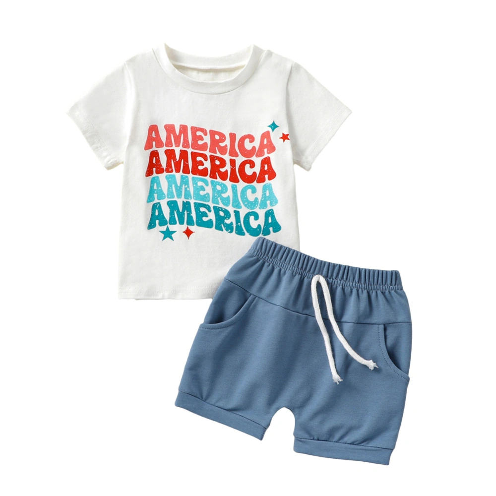 Independence Day Baby Boys Outfits Letter Print T-Shirt and Shorts Set