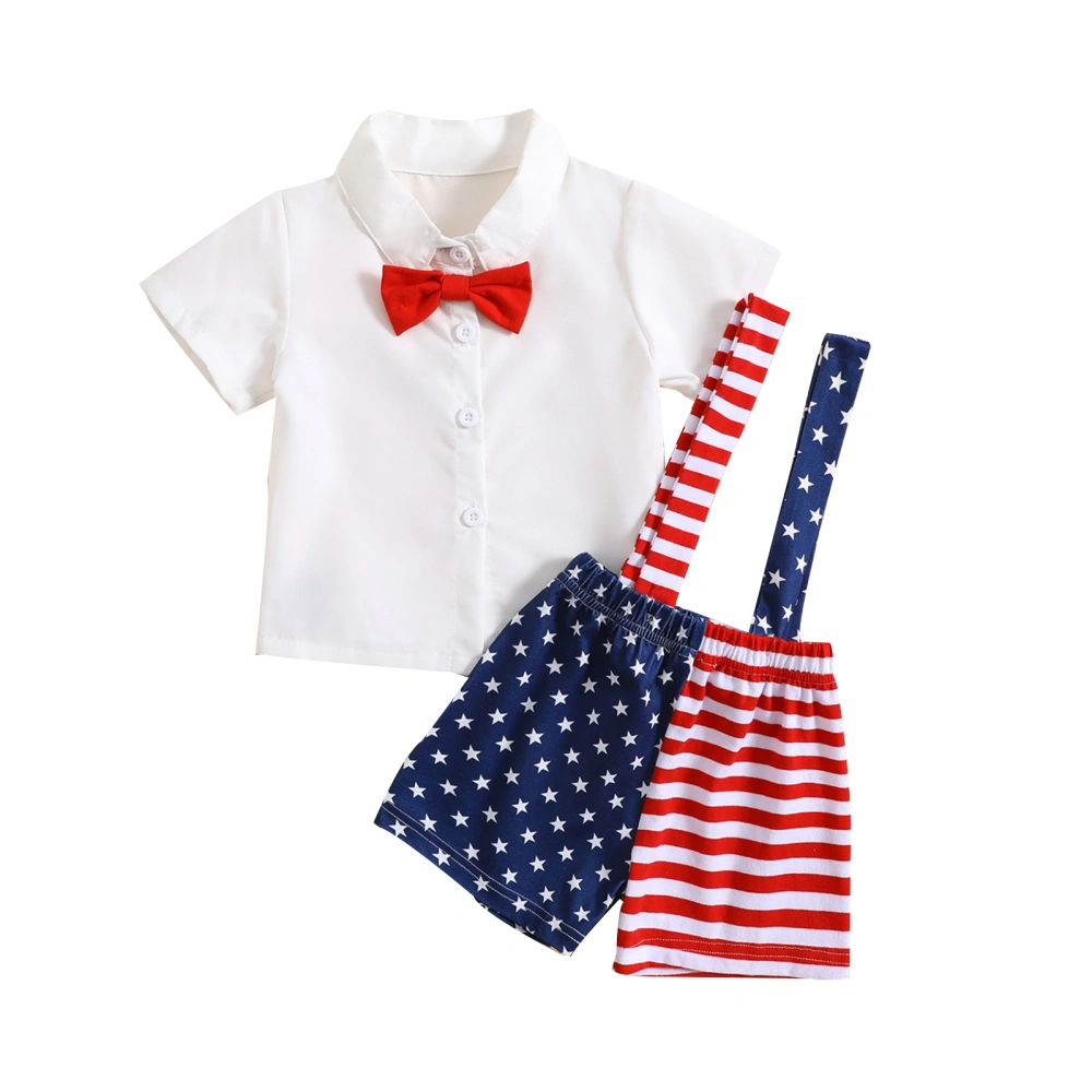 Baby Boy Gentleman Outfits Independence Day Button up Shirt and Shorts