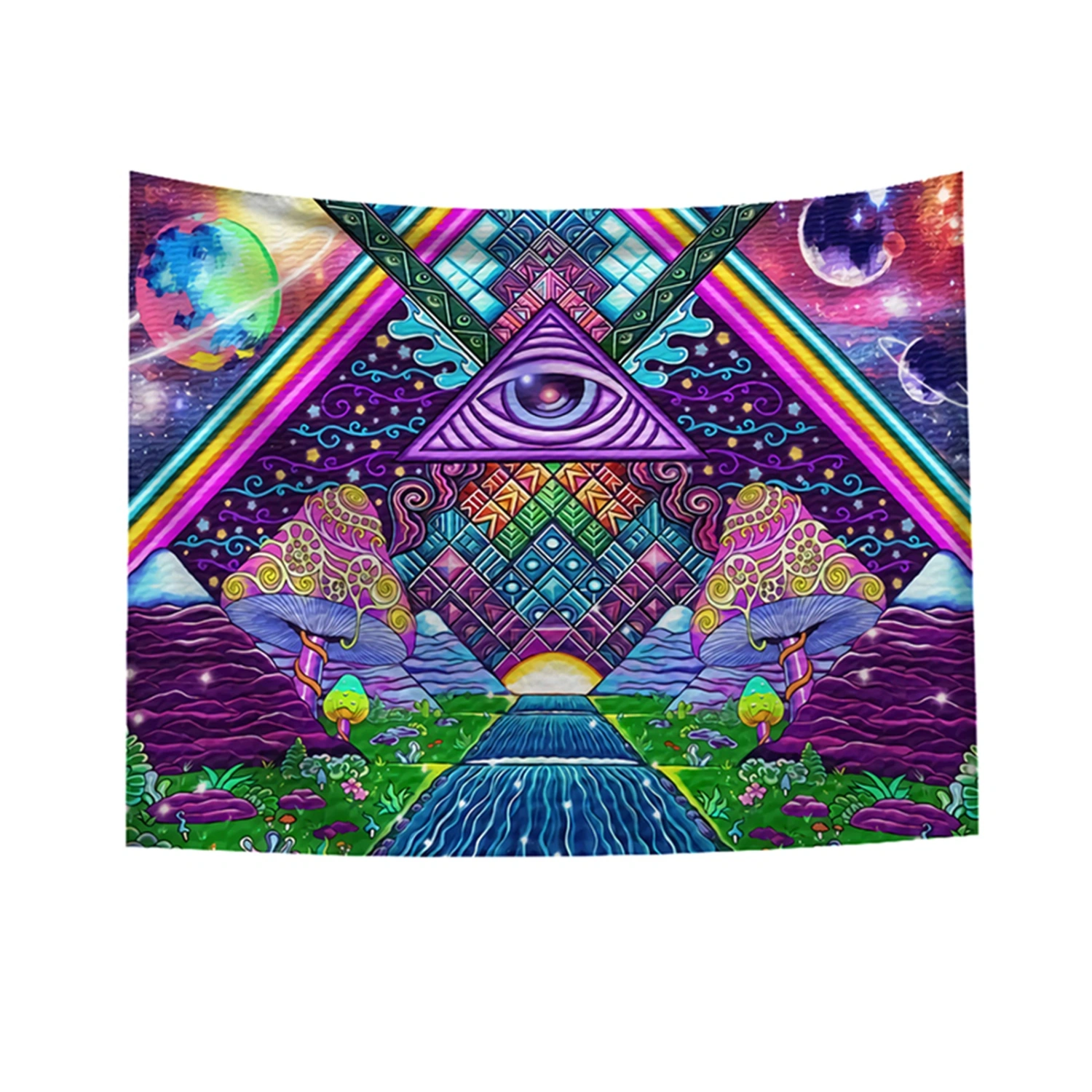 Colorful Wall Tapestry, Psychedelic Abstract Square Hanging Carpet