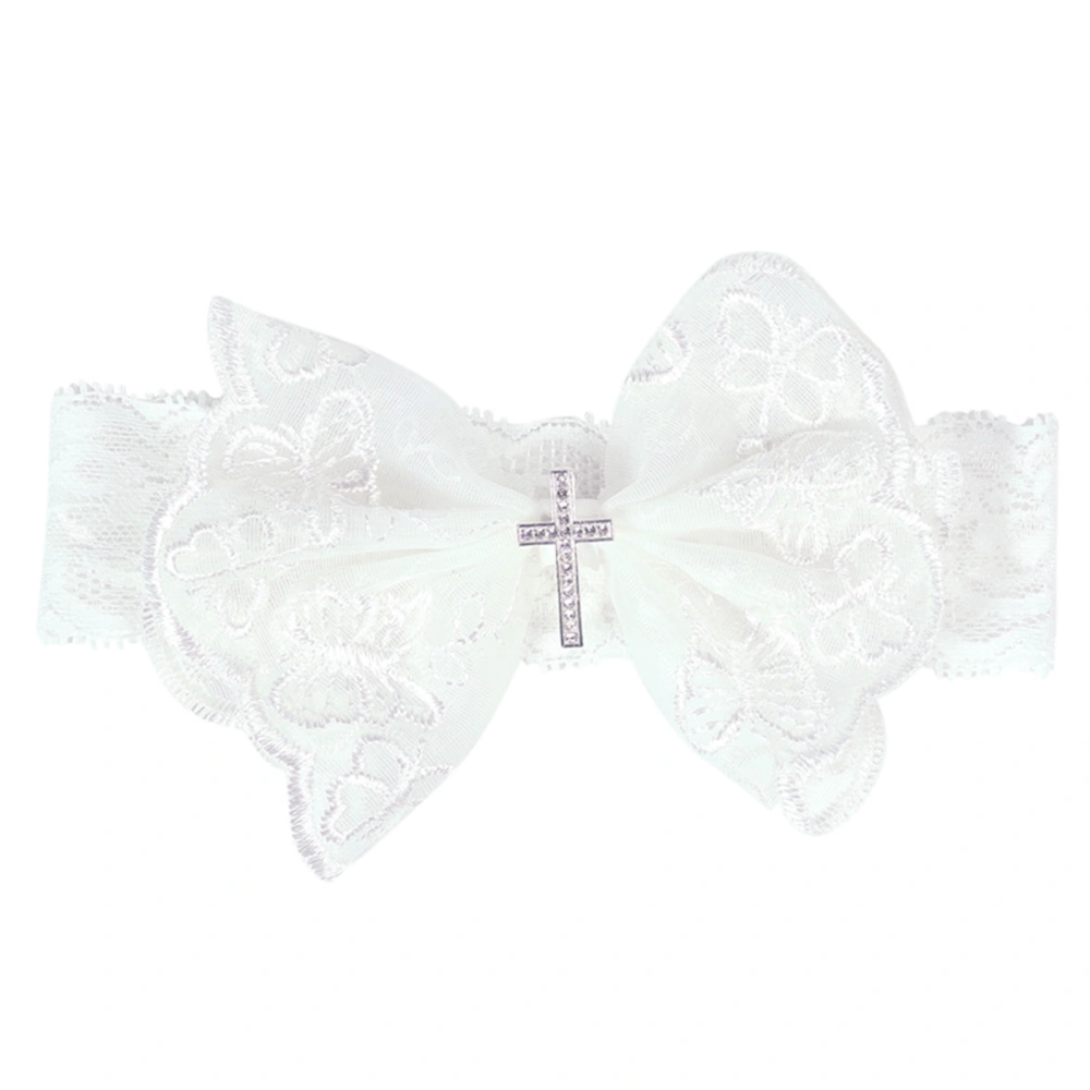 Baby Floral Lace Bow Headbands Girls Hairbands with Rhinestone Cross