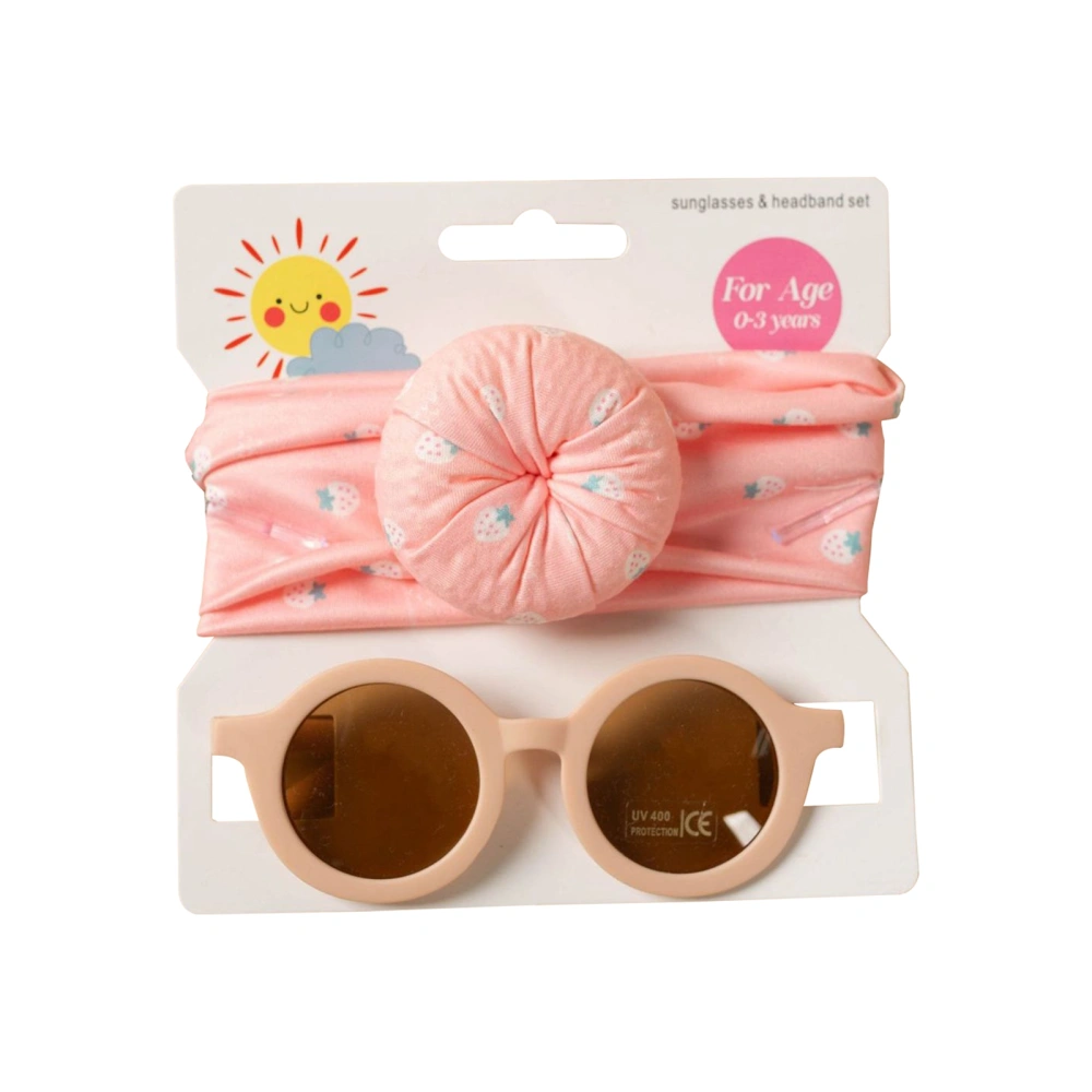 Baby Kids Girl Hairband Set Colorful Round Sunglasses + Donut Headband